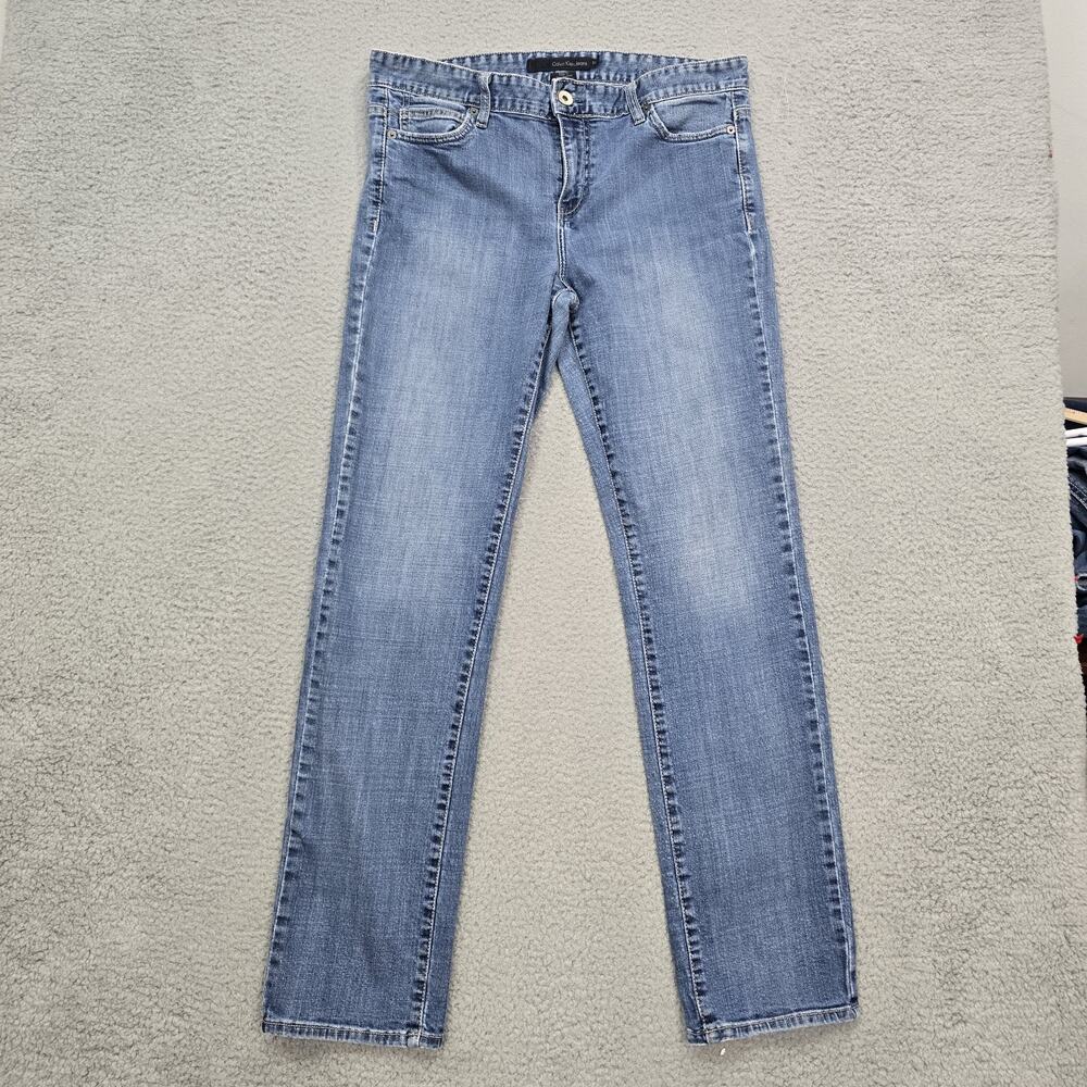 Calvin Klein Jeans Womens Size 14 Skinny Light Wash Blue Denim Stretch Pants